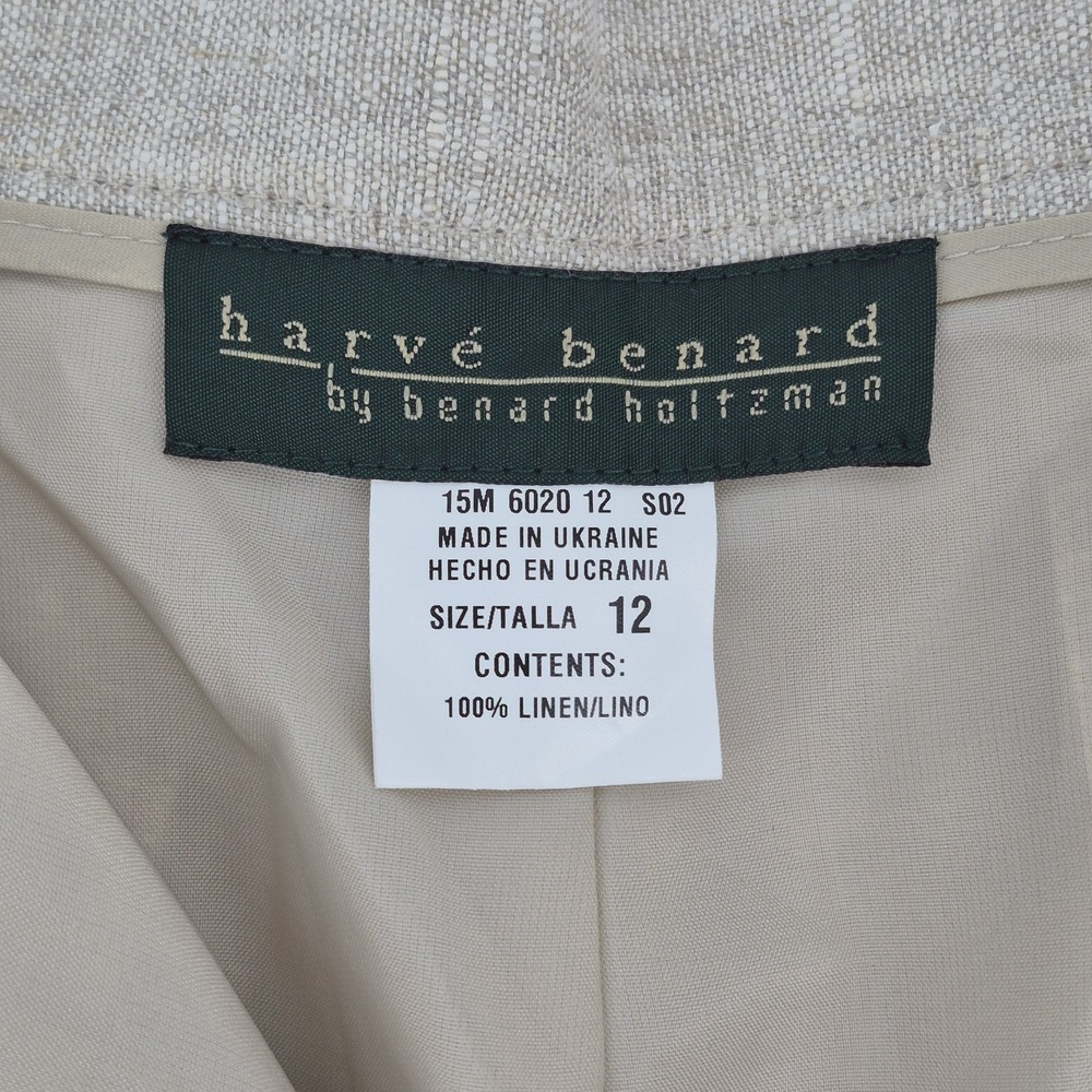 harve benard 90's  Women's Linen Cropped Pants Tan Wide Leg Trousers Coastal‎ 12 - Picture 3 of 13